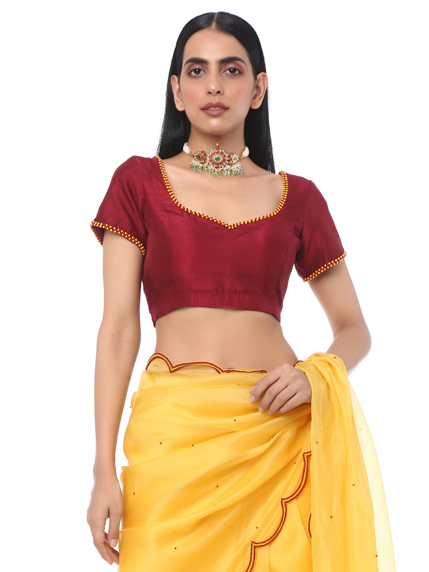 Sunshine Yellow Scallop Saree