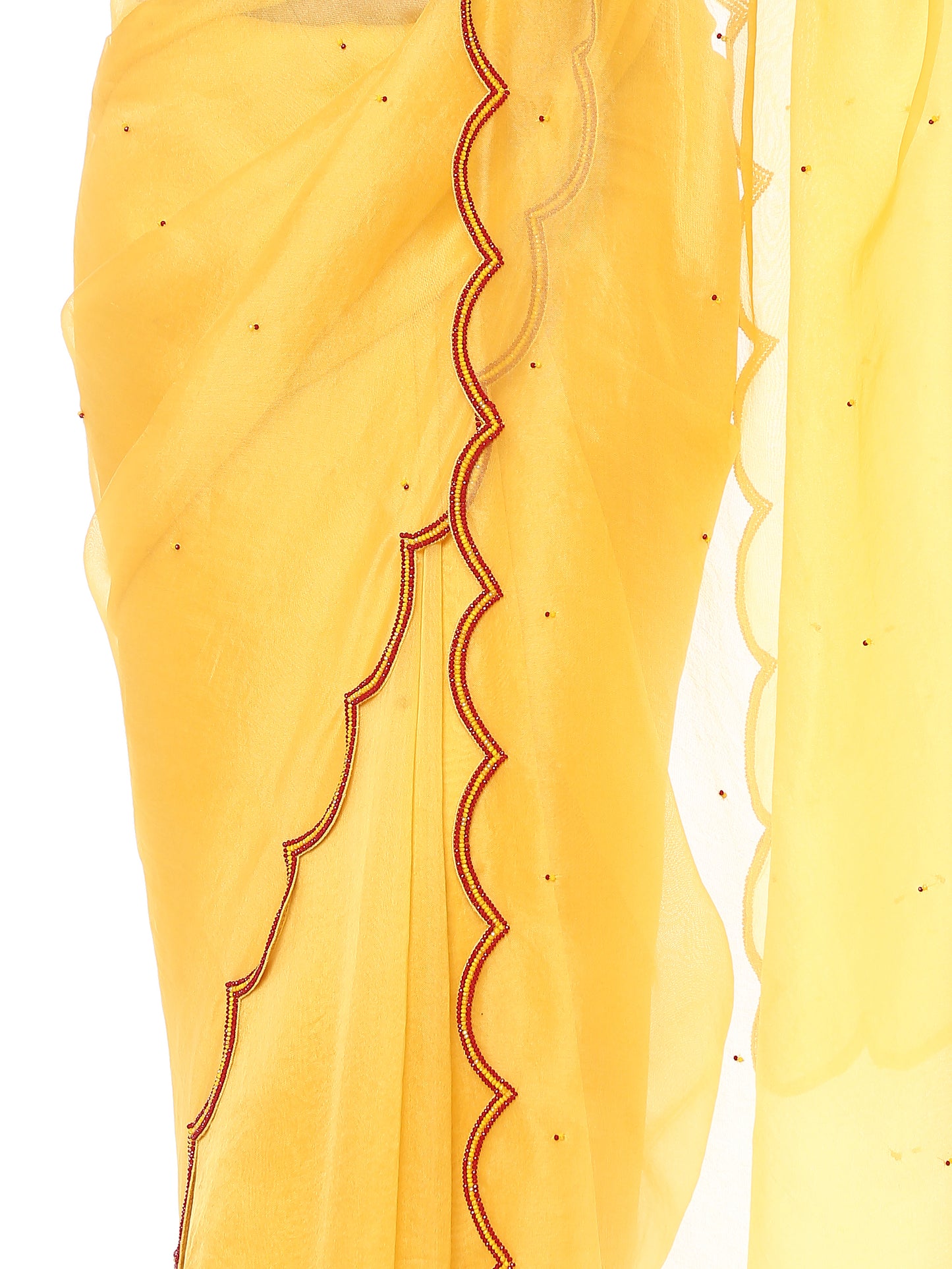 Sunshine Yellow Scallop Saree