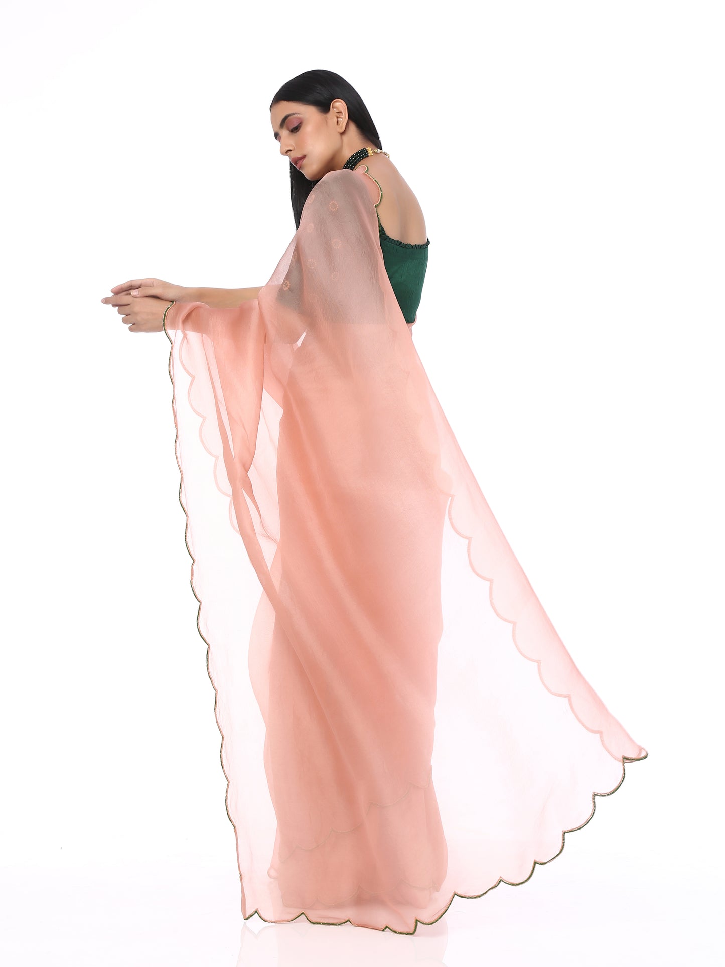 Onion Pink Scallop Saree