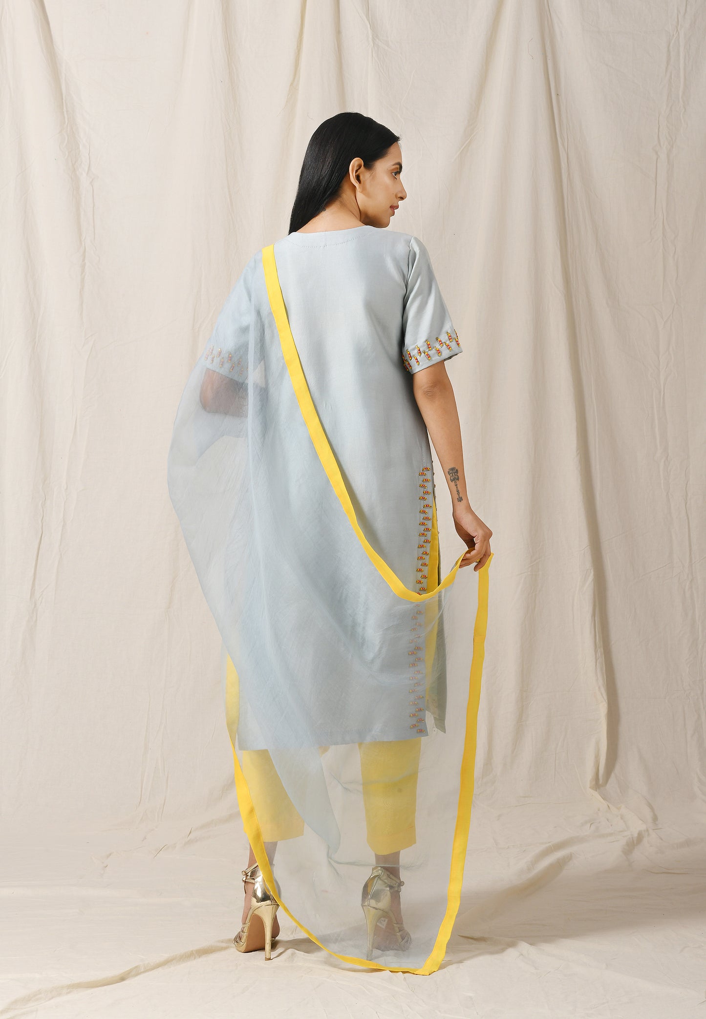 Ash Blue Kurta Pant Set