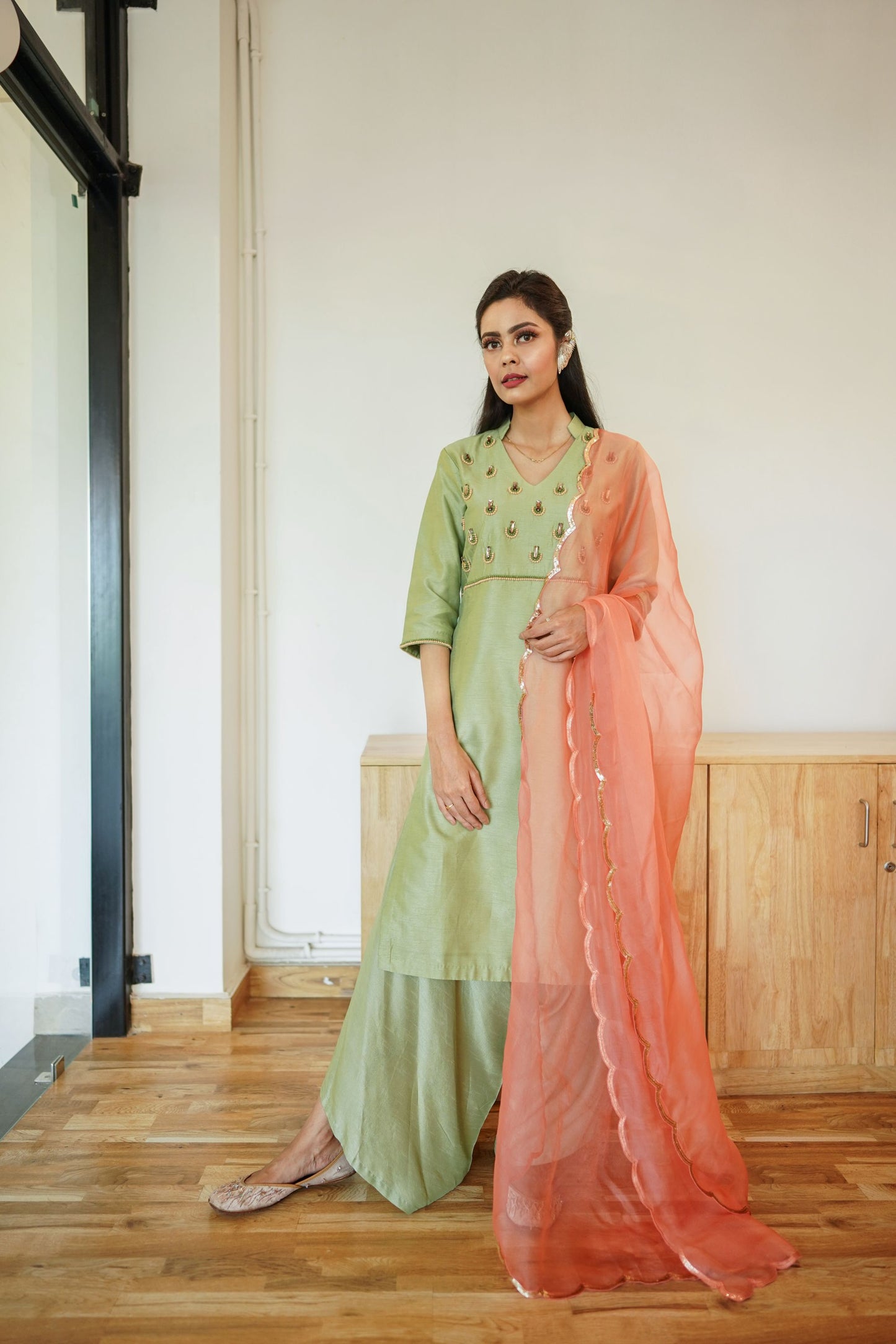 Sage Green Draped Pant Set