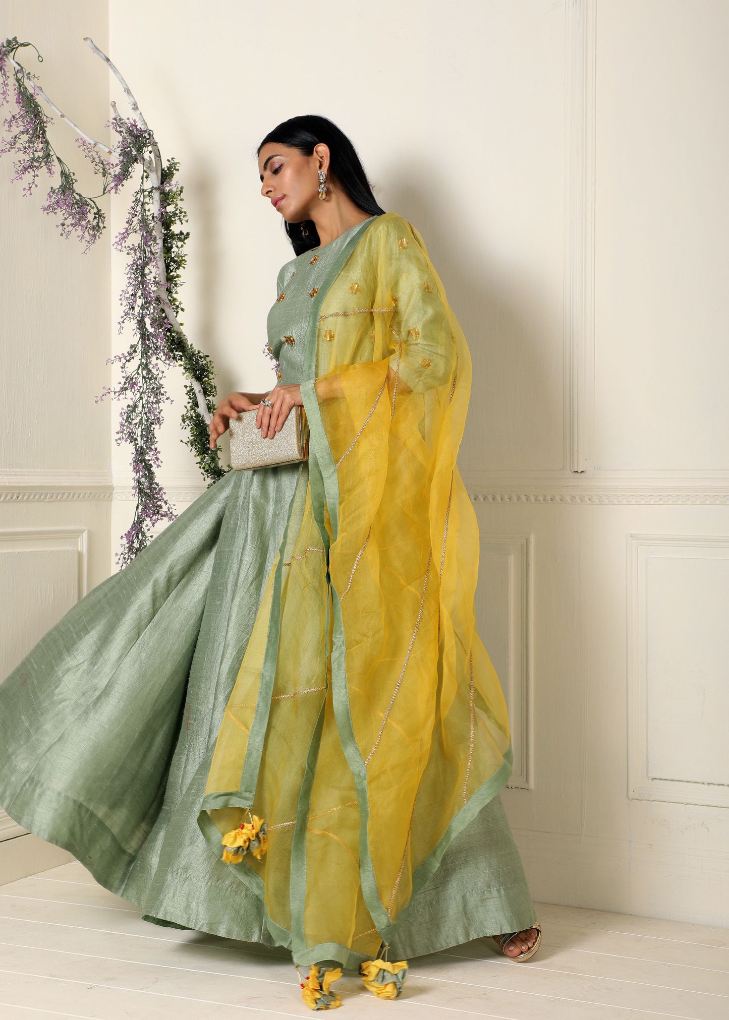 Sage Green Anarkali Set