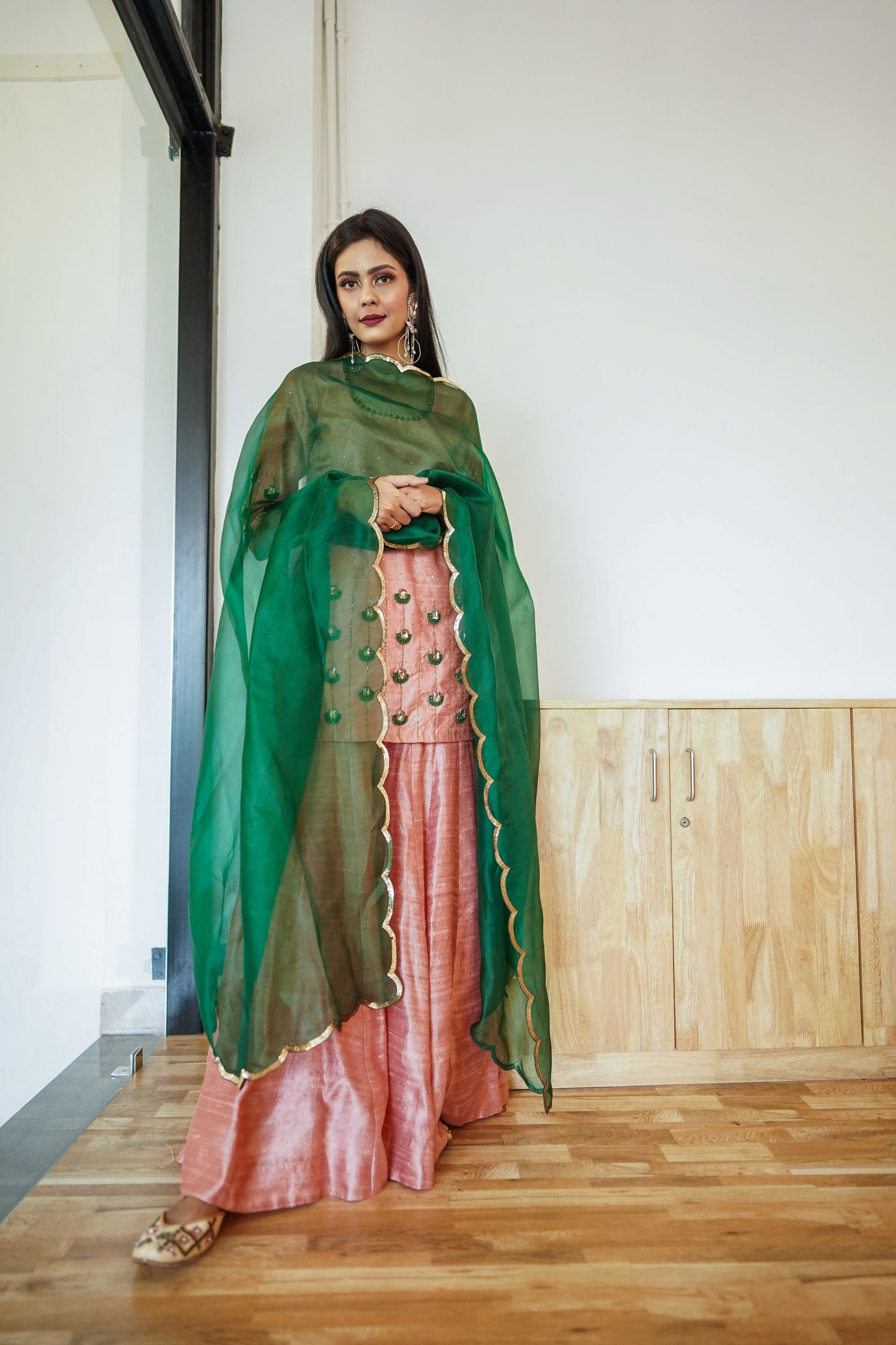 Onion Pink Sharara Set