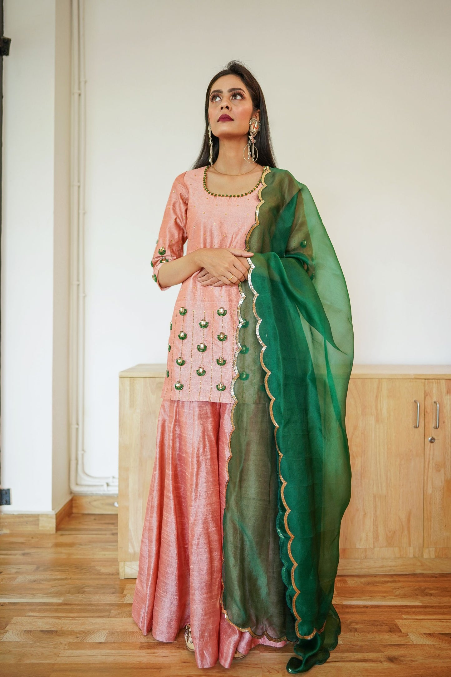 Onion Pink Sharara Set