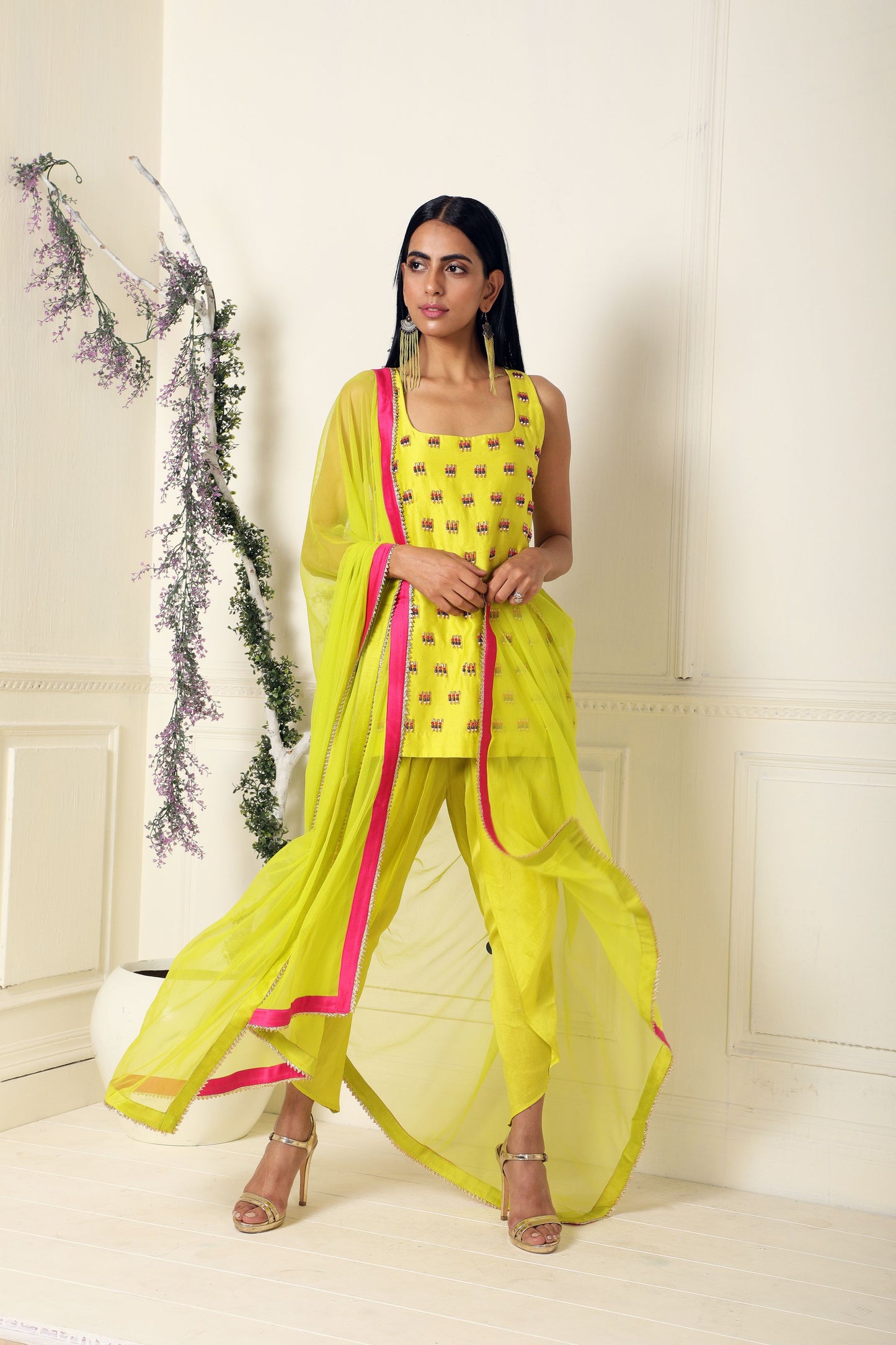 Lime Dhoti-Kurta Set