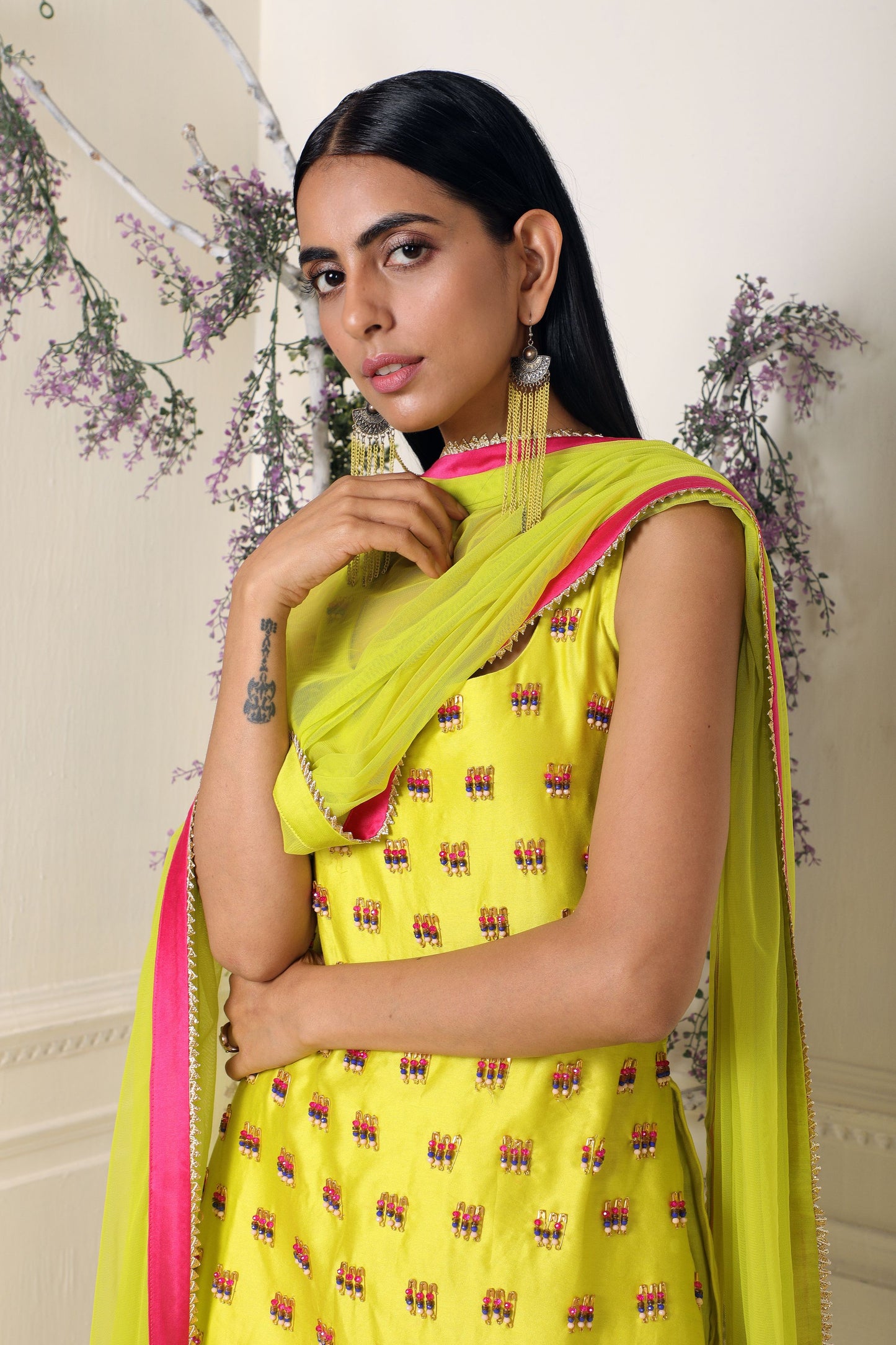 Lime Dhoti-Kurta Set