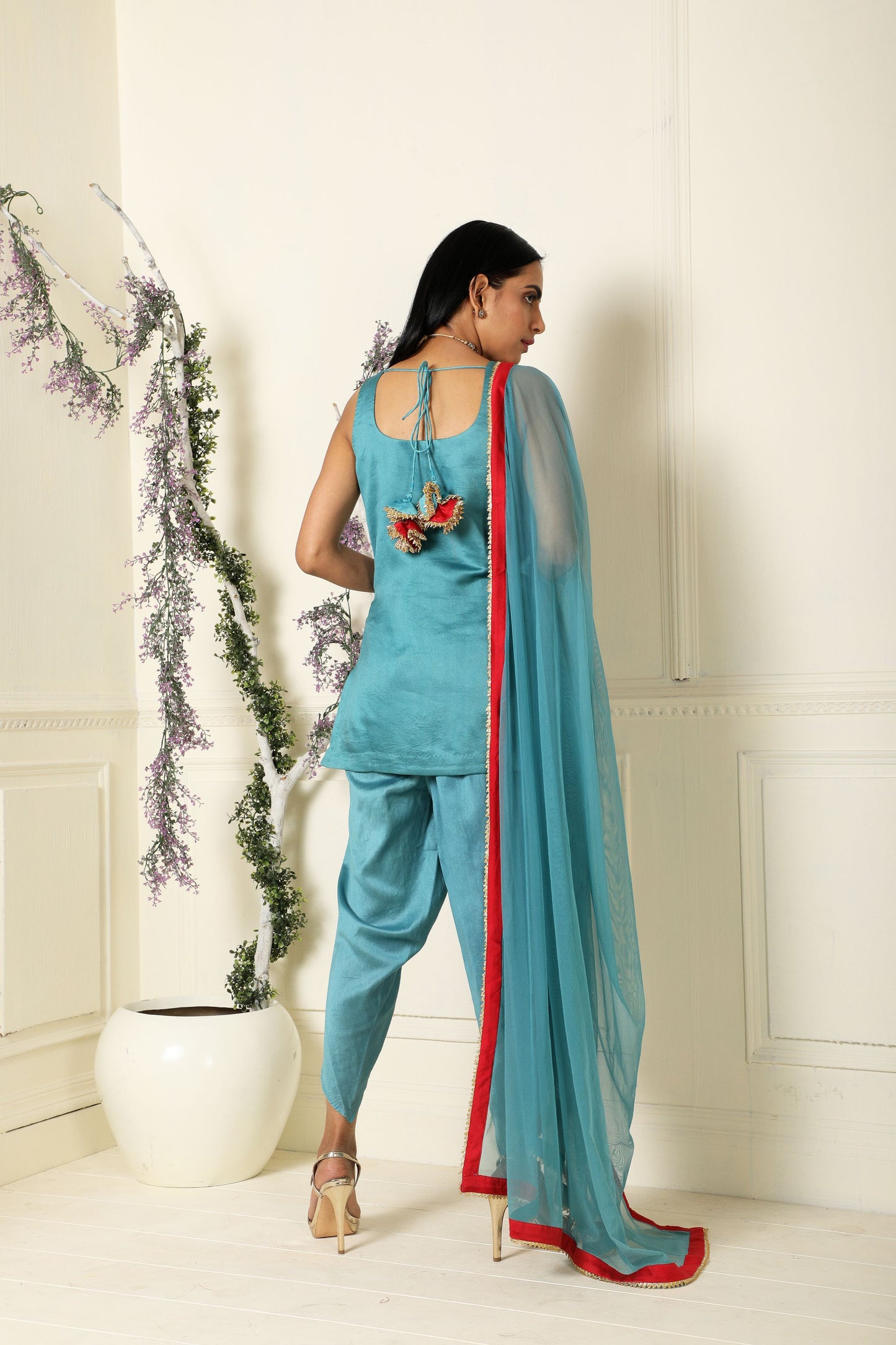 Teal Dhoti-Kurta Set