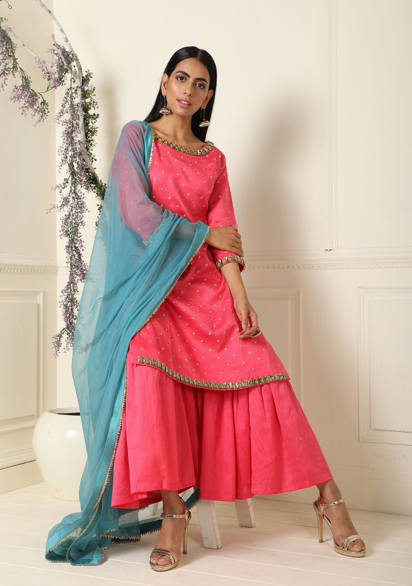 Rose Pink Kurta Garara Set