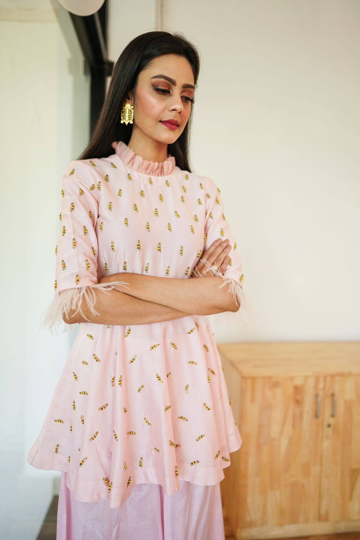 Baby Pink Peplum Tunic Set