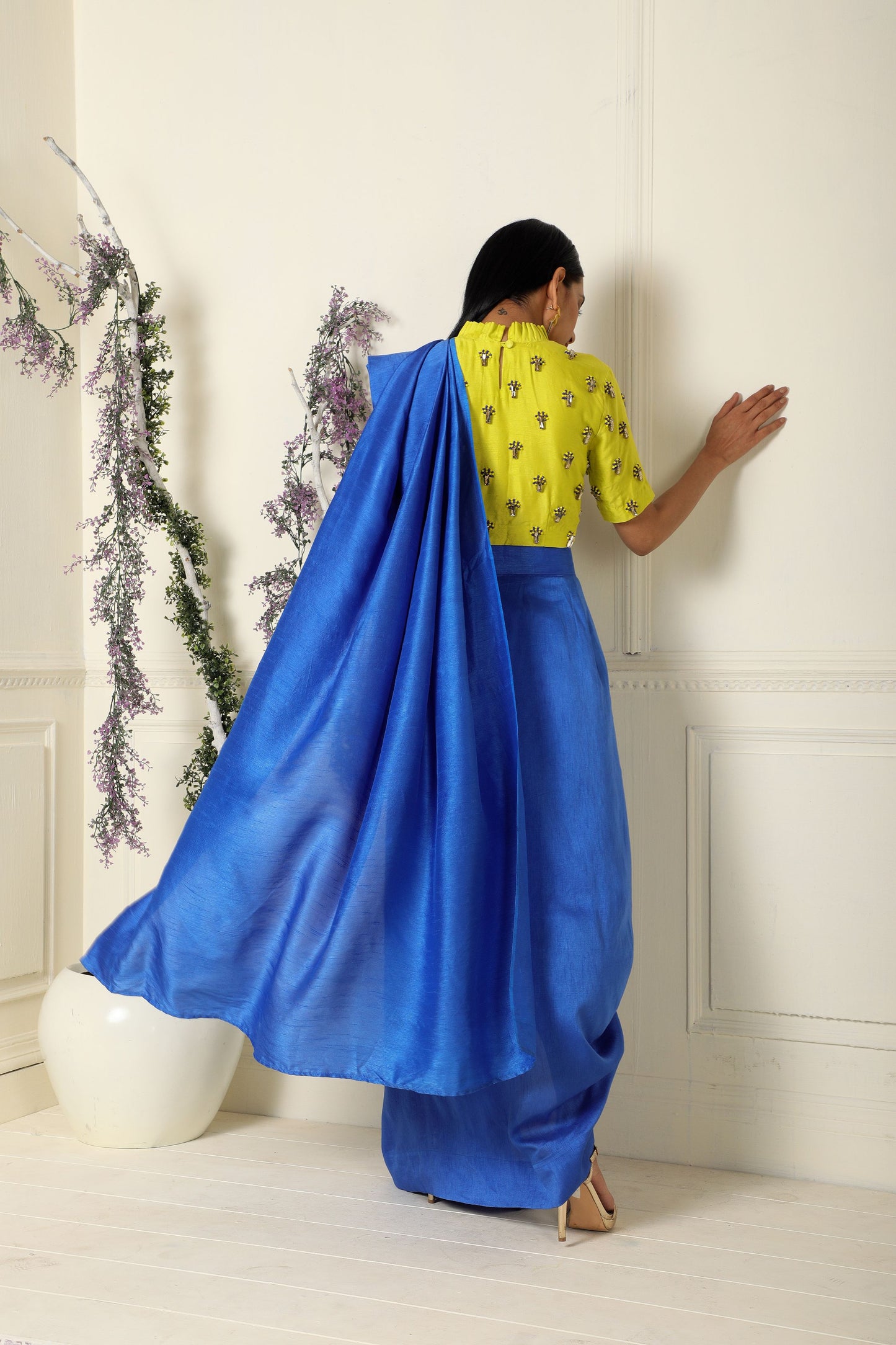 Navy Blue Draped Saree(ready to ship)