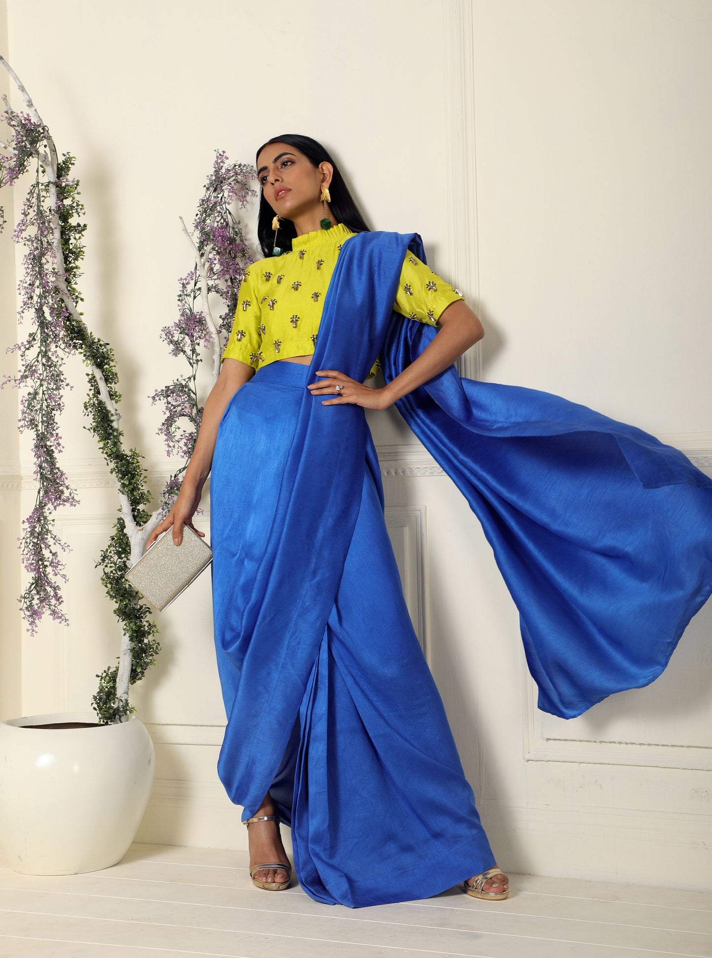 Navy Blue Draped Saree(ready to ship)