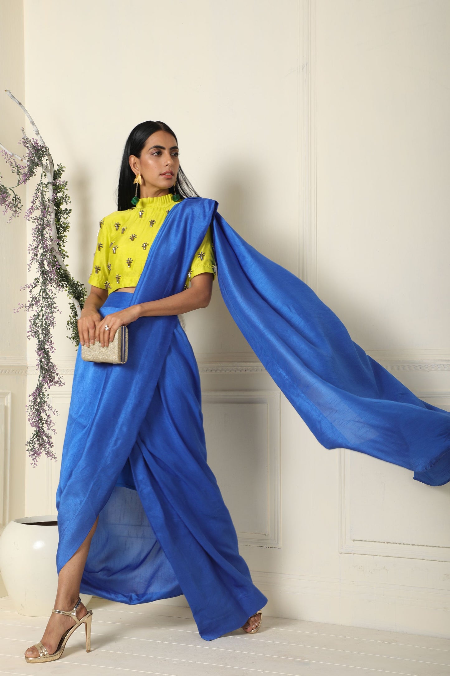 Navy Blue Draped Saree(ready to ship)