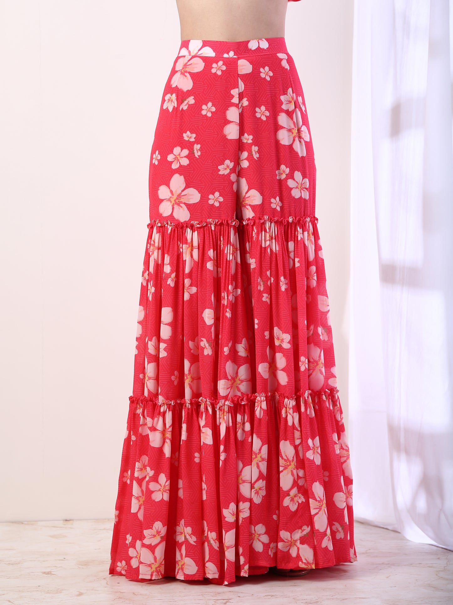 Hot Pink tiered sharara set(set of 3)