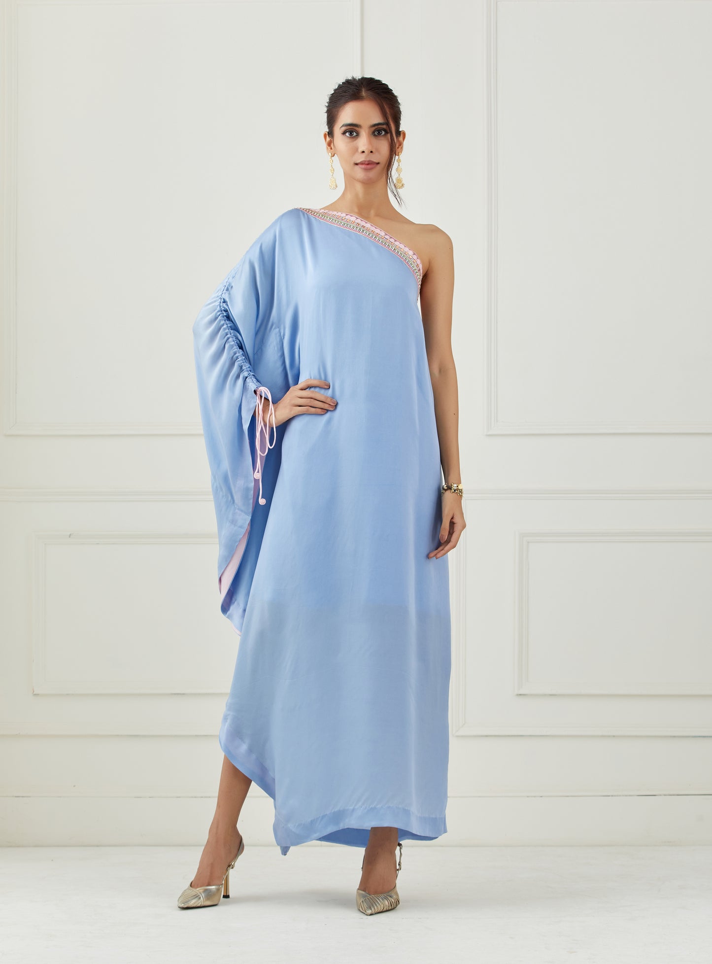 Moon blue one shoulder dress