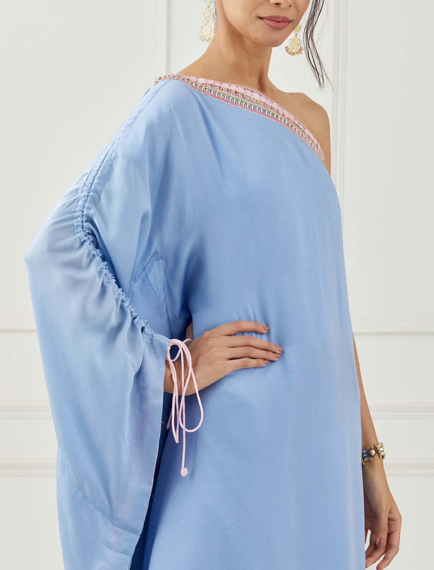 Moon blue one shoulder dress
