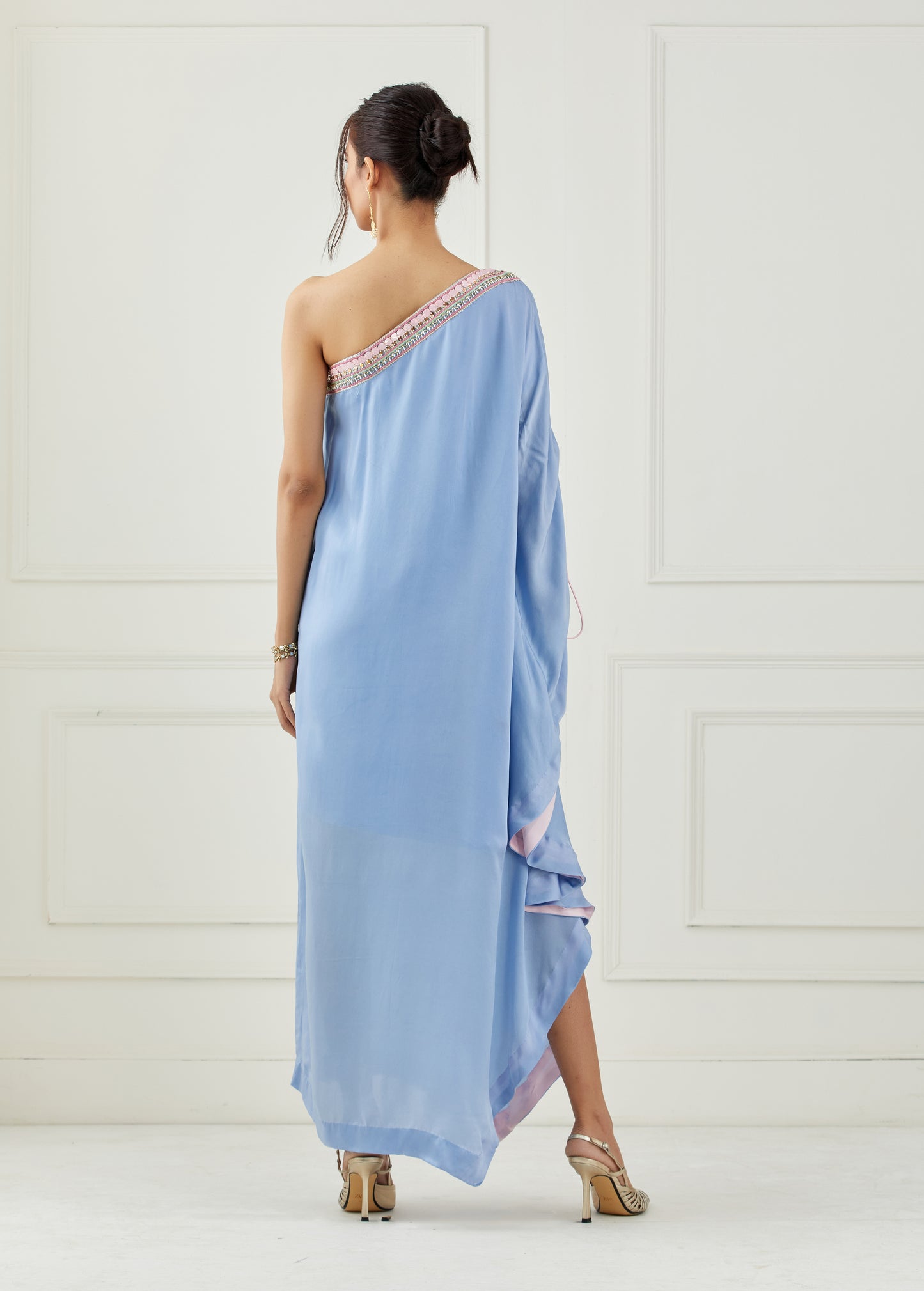 Moon blue one shoulder dress
