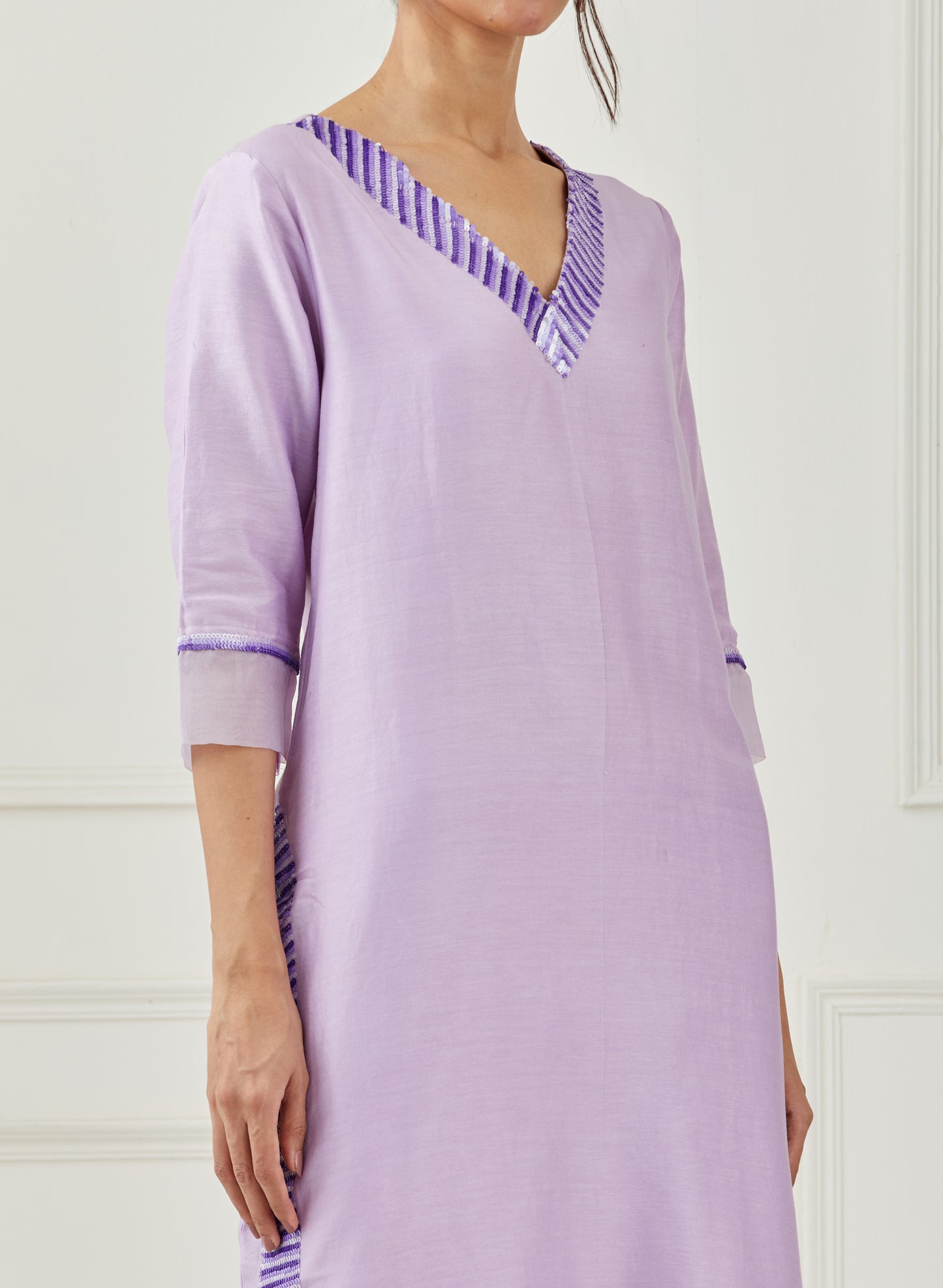 Lavender embroidered kurta set
