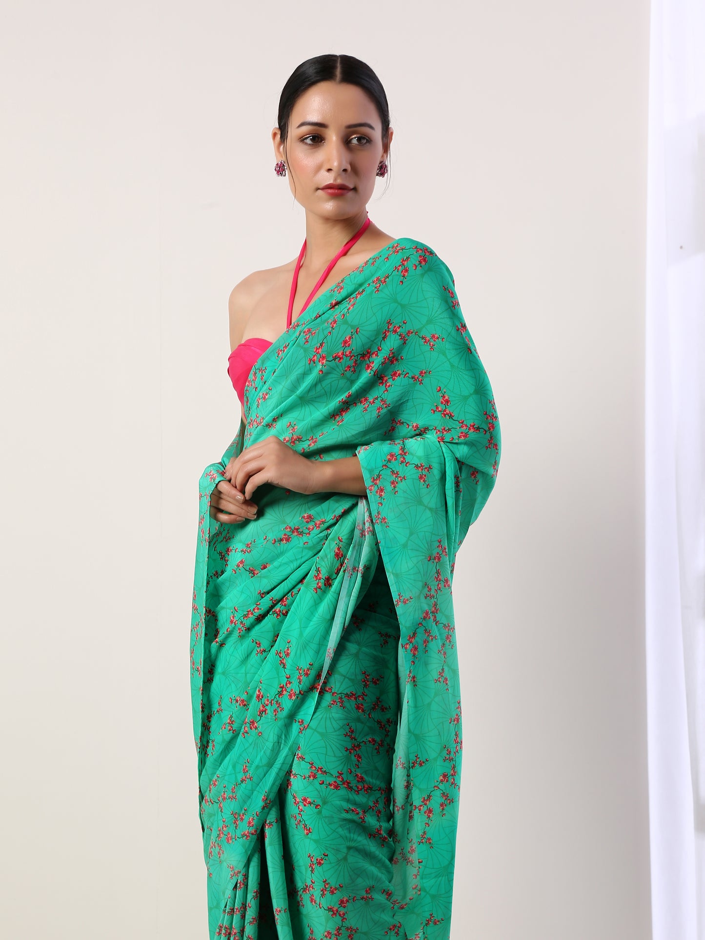Green Crepe Saree(set of 2)