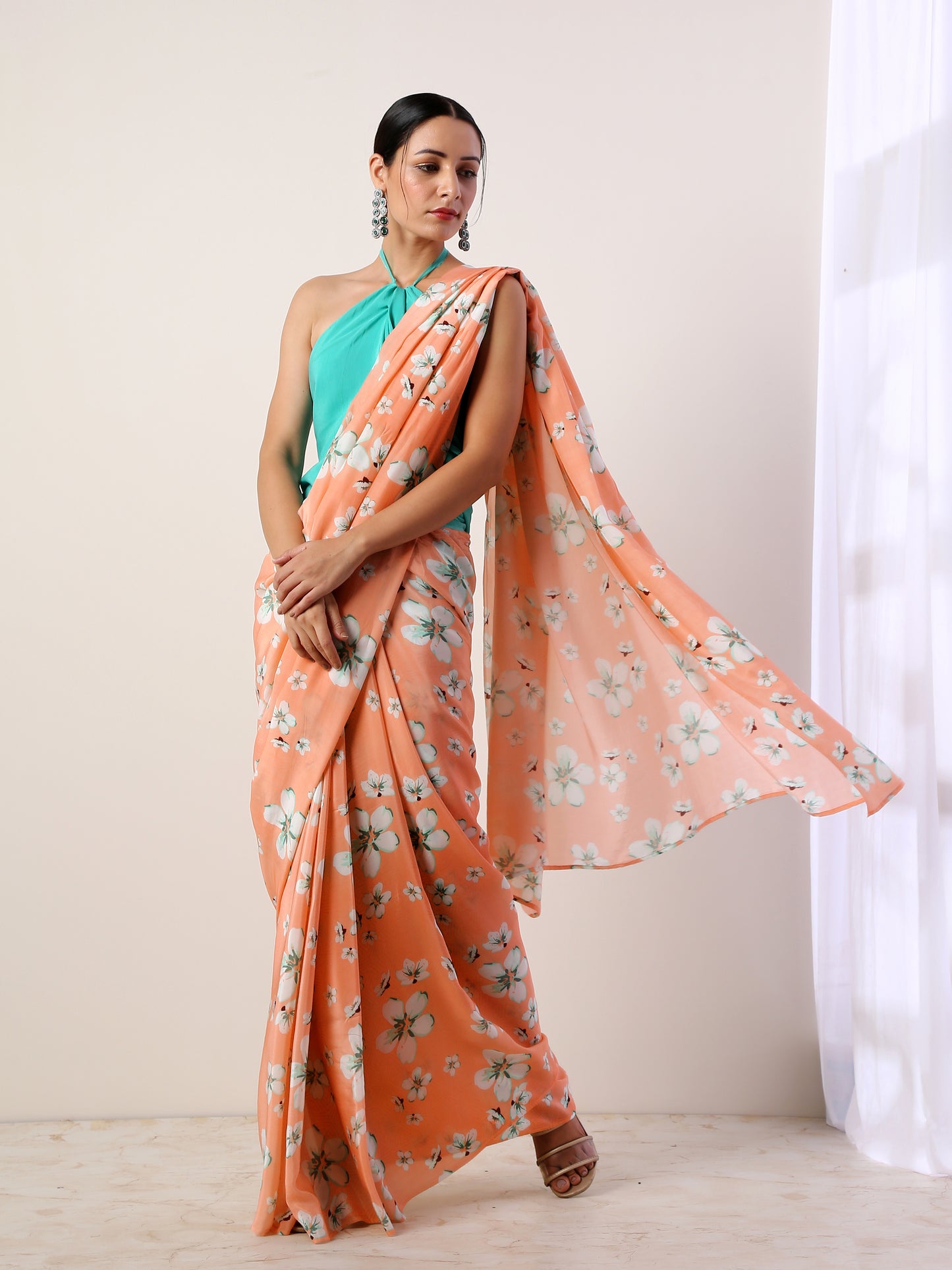 Coral Crepe Saree(set of 2)