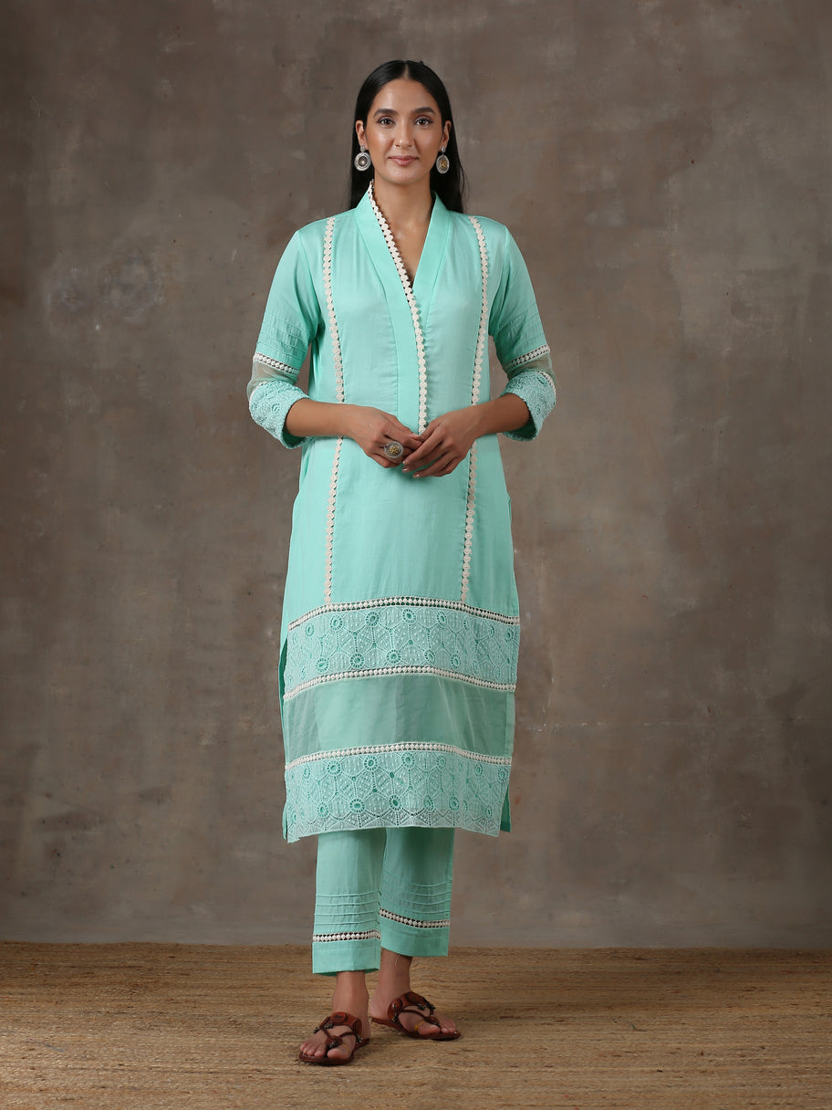 Turquoise Blue kurta set(ready to ship)