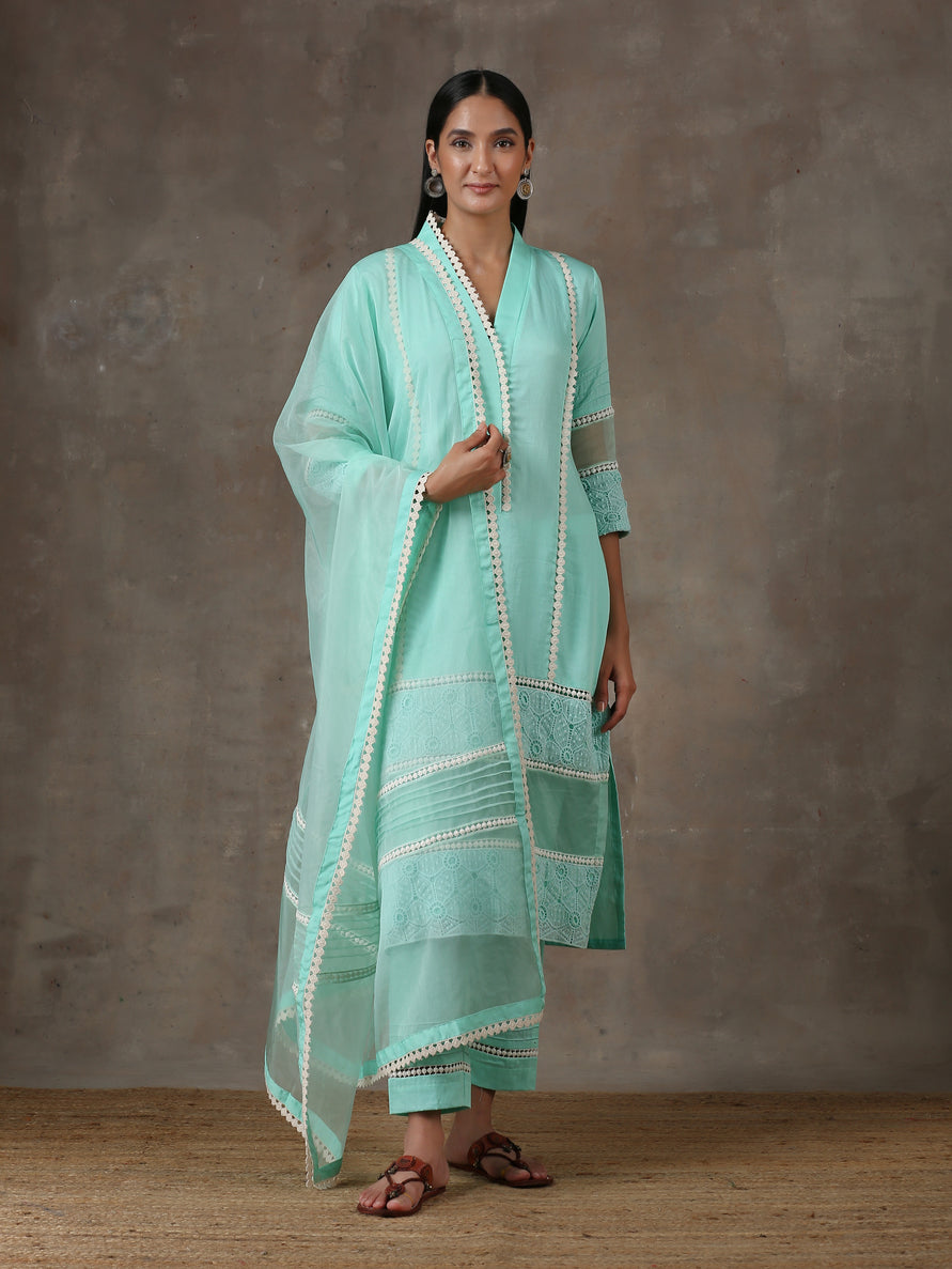 Turquoise Blue kurta set(ready to ship)
