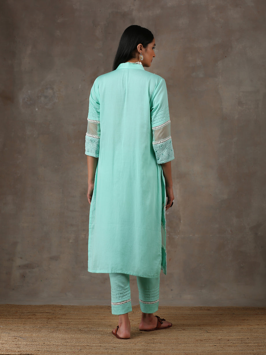 Turquoise Blue kurta set(ready to ship)