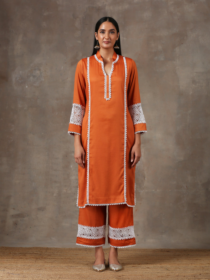 Rust kurta set (Set of 2)