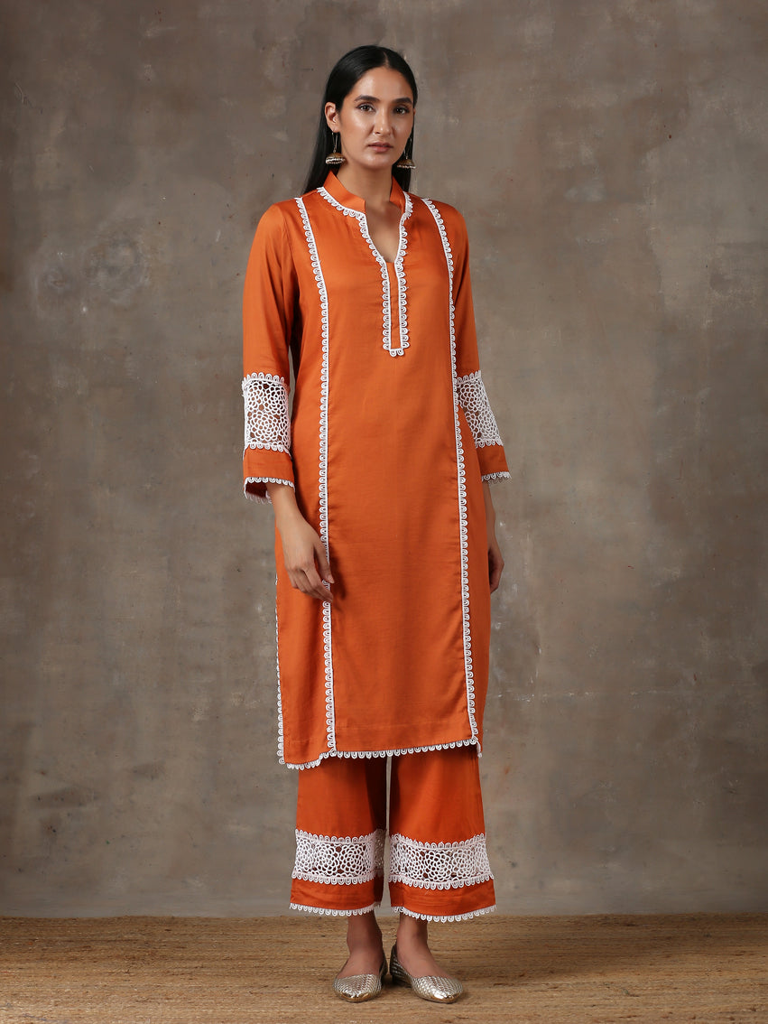 Rust kurta set (Set of 2)