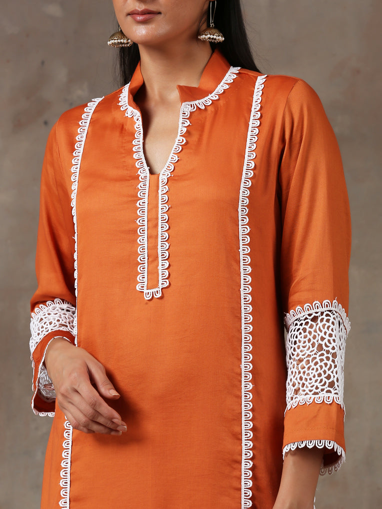 Rust kurta set (Set of 2)