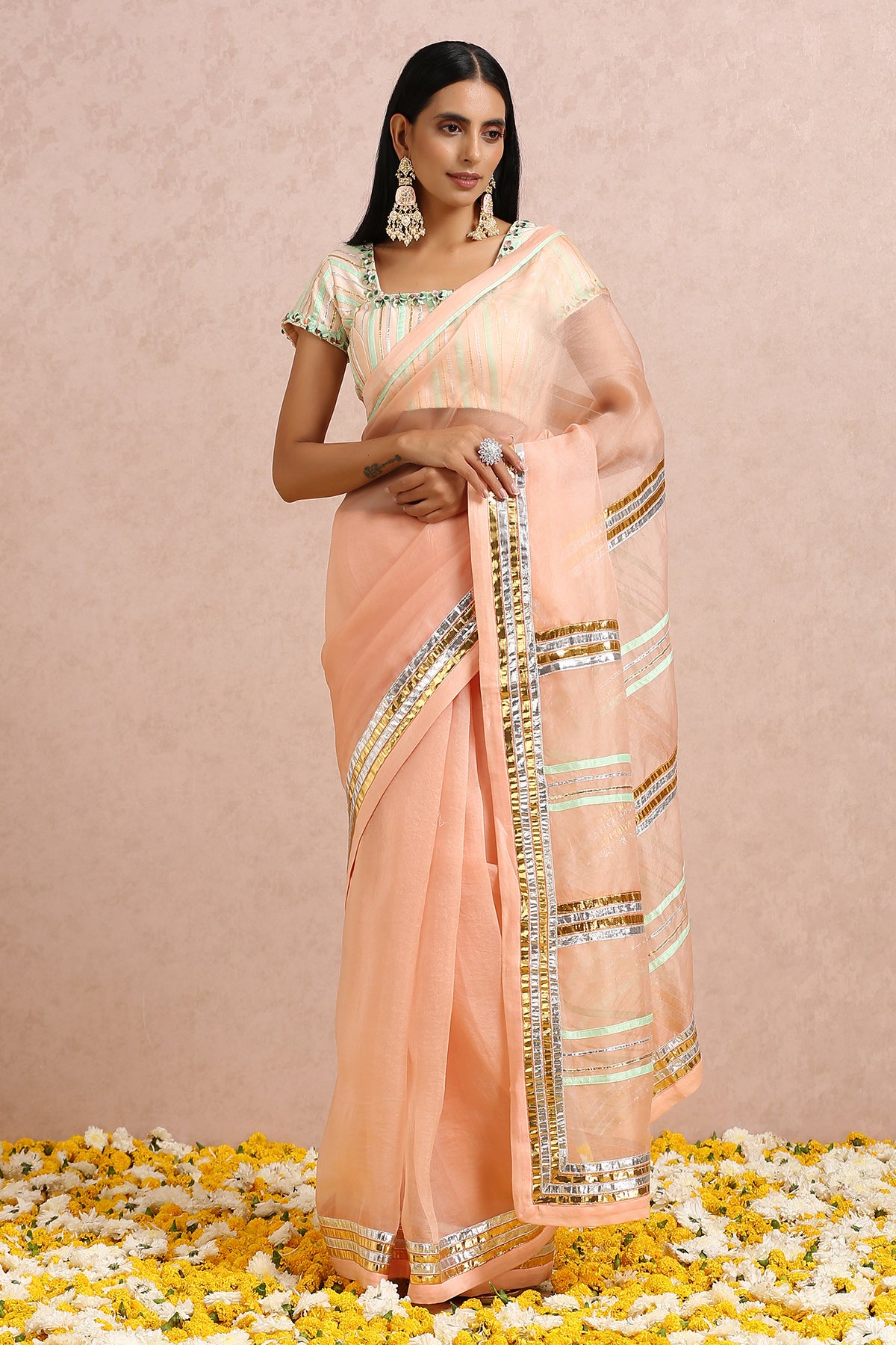 Peach Saree