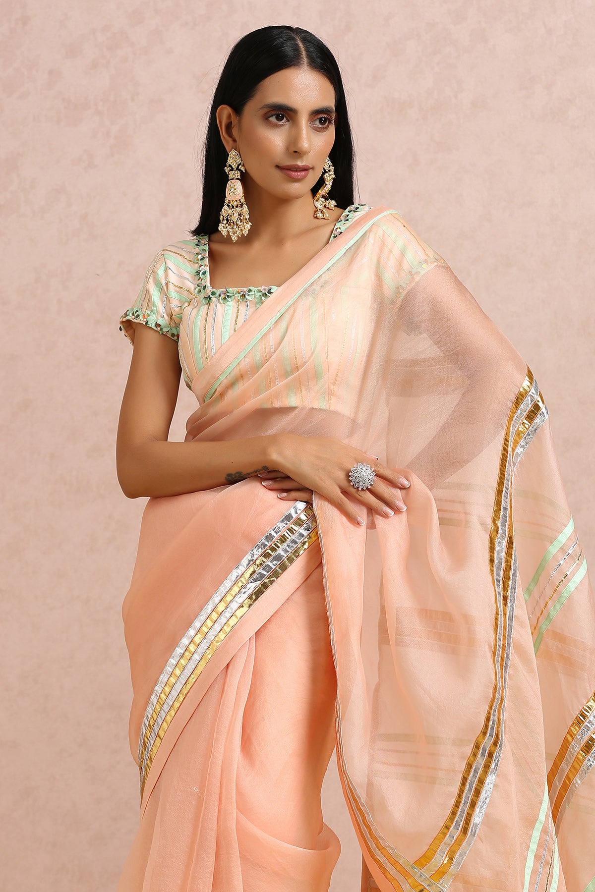 Peach Saree