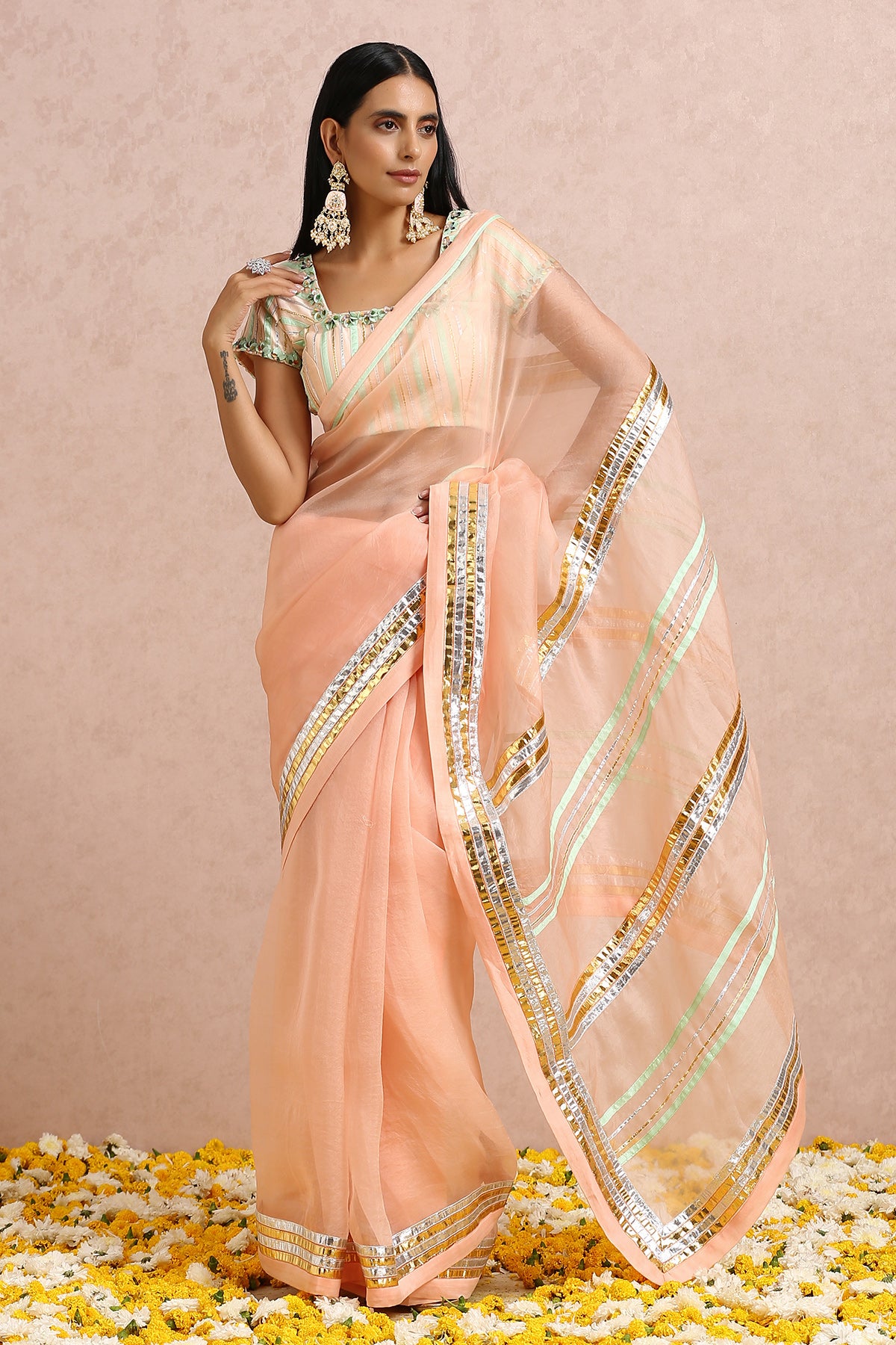 Peach Saree