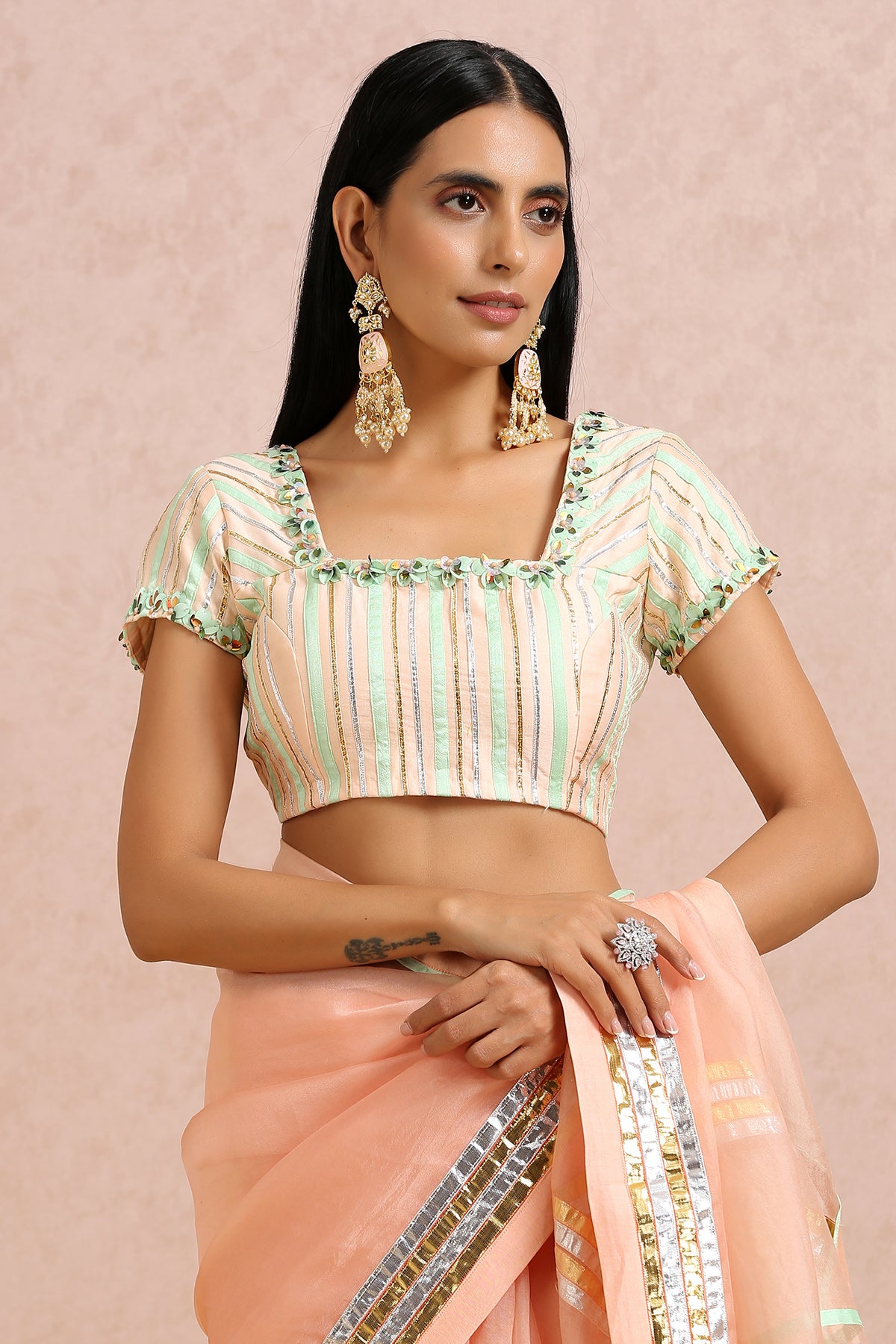 Peach Saree