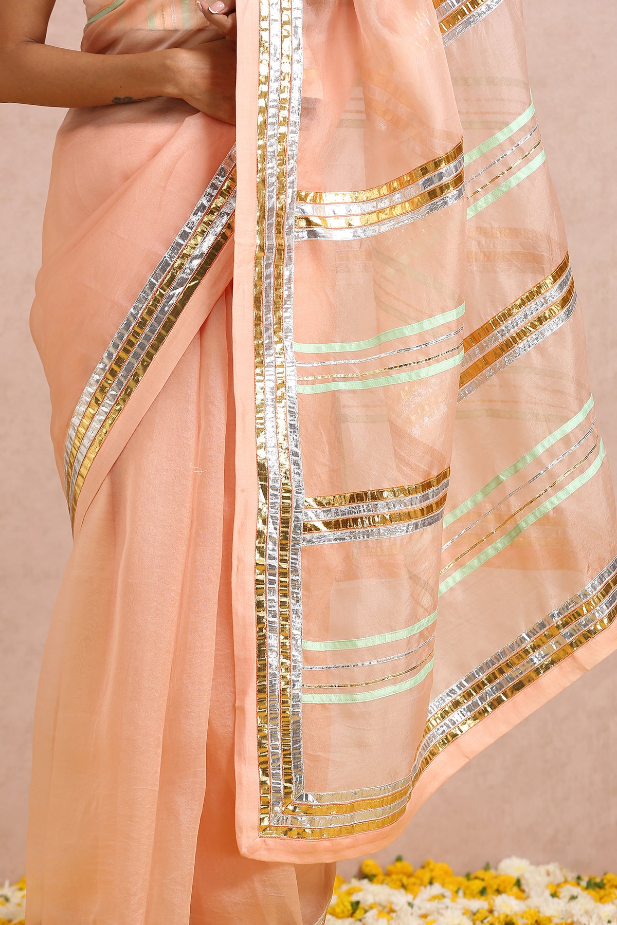 Peach Saree