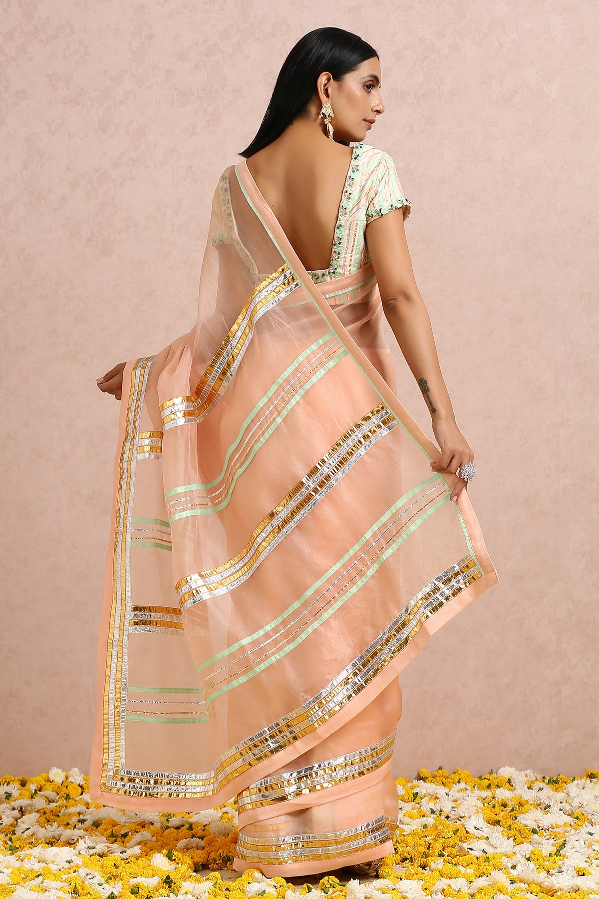 Peach Saree