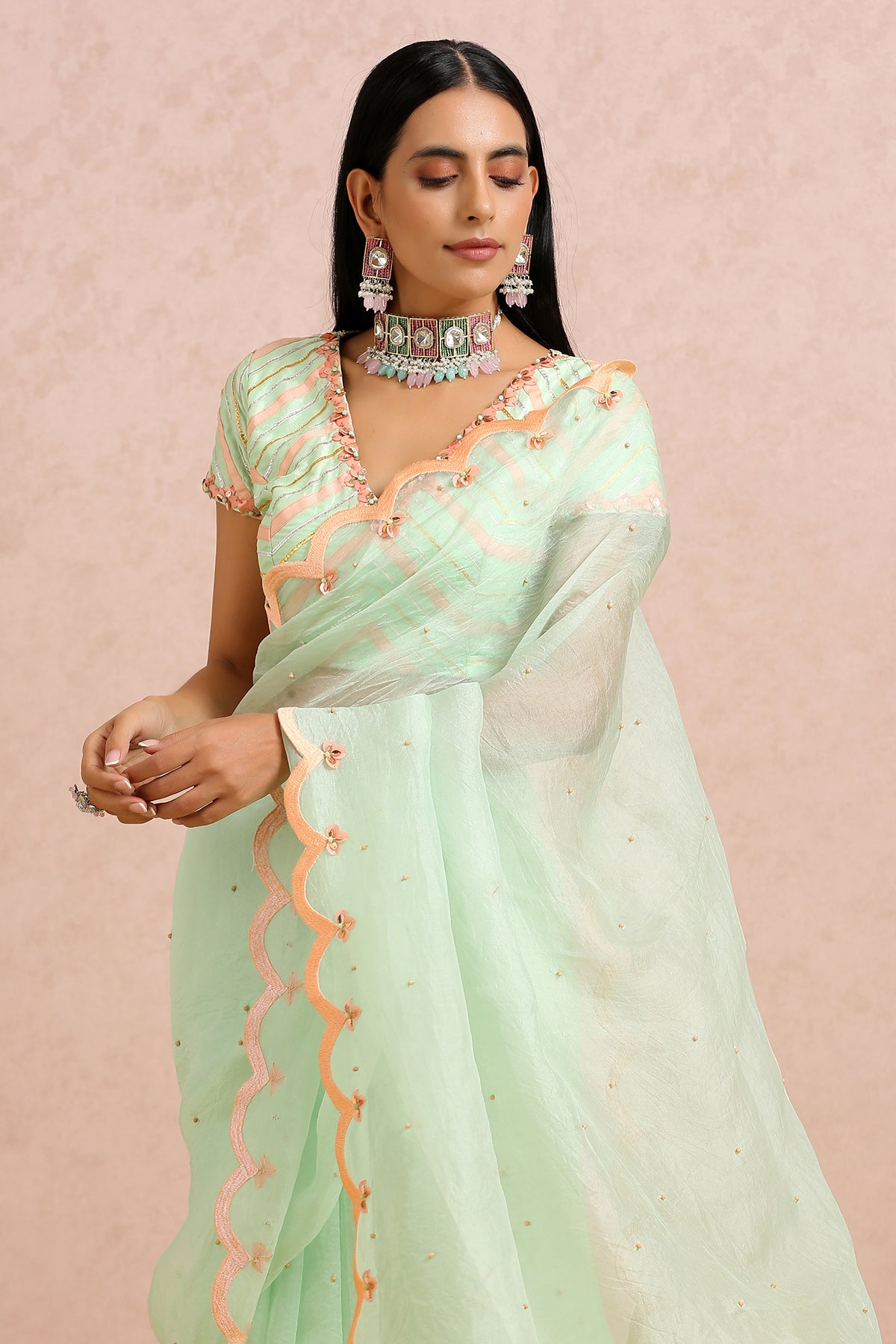 Mint Green Saree Set