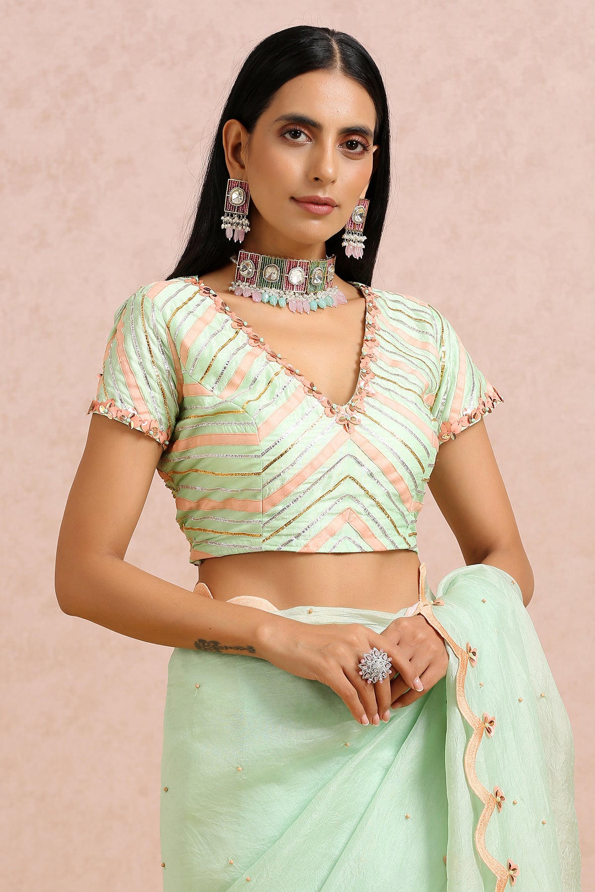 Mint Green Saree Set