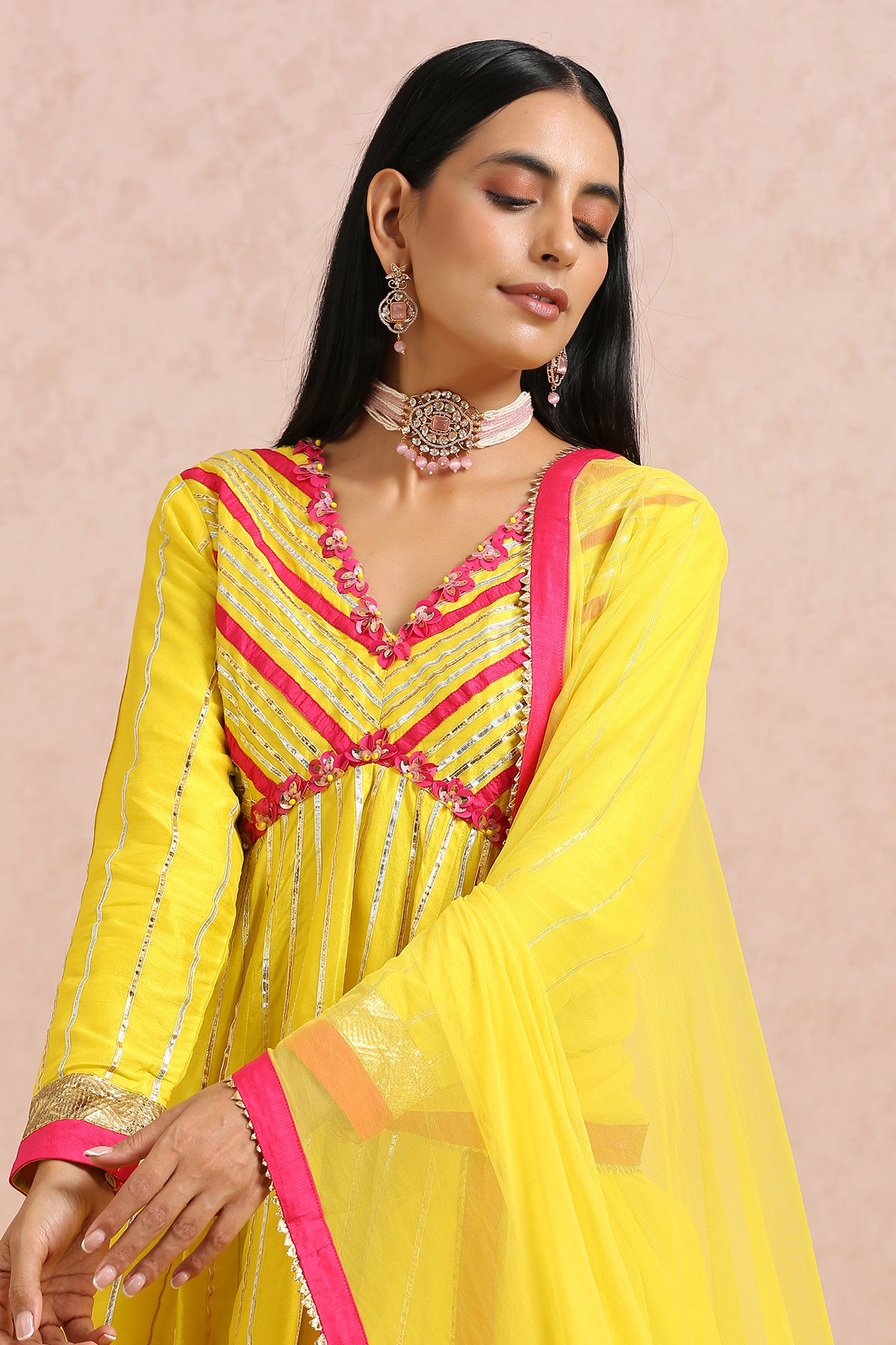 Lime Peplum Sharara Set