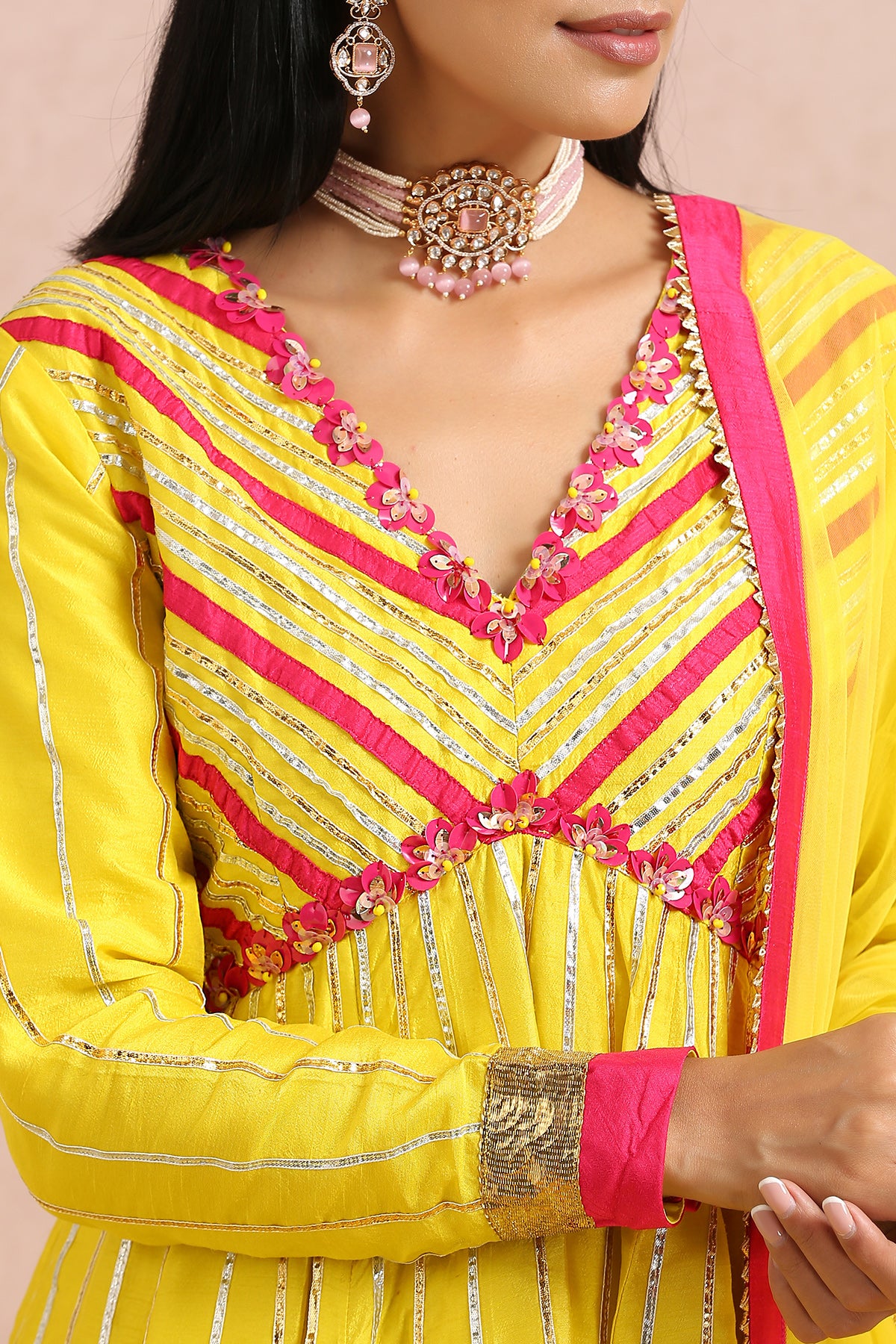 Lime Peplum Sharara Set