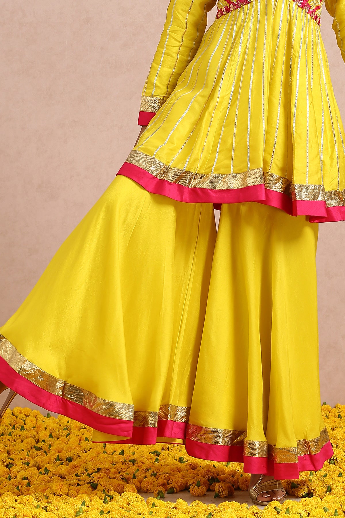 Lime Peplum Sharara Set