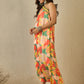 Orange abstract one shoulder dress (set of 1)