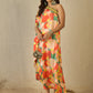 Orange abstract one shoulder dress (set of 1)