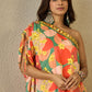 Orange abstract one shoulder dress (set of 1)