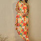 Orange abstract one shoulder dress (set of 1)