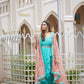 Coral Cape with teal draped dress(set of 3)