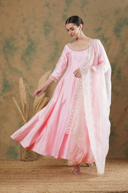 Baby Pink Anarkali (Set of  2)
