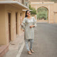 Grey Gold Foil Print Kurta and Pant Set