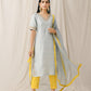 Ash Blue Kurta Pant Set(ready to ship)