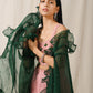 Onion Pink Slit Palazzo and Cape set