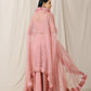 Onion Pink Palazzo with Onion Pink Pleated Cape Set
